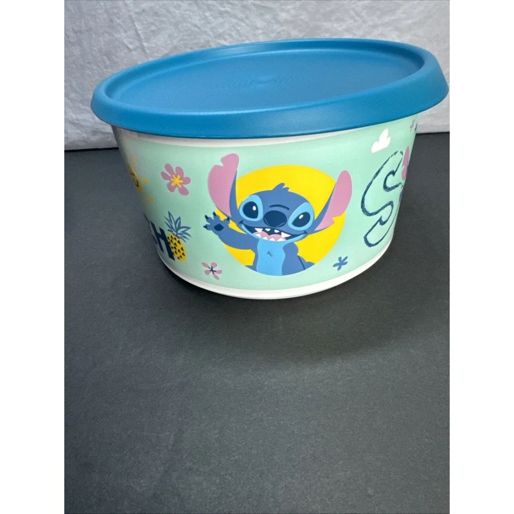 Tupperware Disney Stitch One Touch (D) 2 Qt 2L Bowl Blue Seal S Is For Stitch